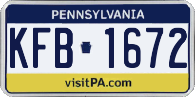 PA license plate KFB1672