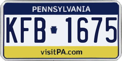 PA license plate KFB1675