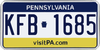 PA license plate KFB1685