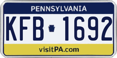 PA license plate KFB1692