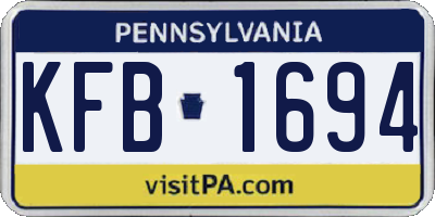 PA license plate KFB1694