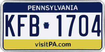 PA license plate KFB1704