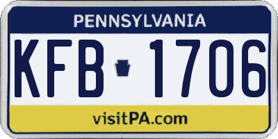 PA license plate KFB1706
