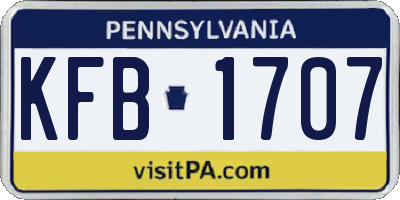 PA license plate KFB1707