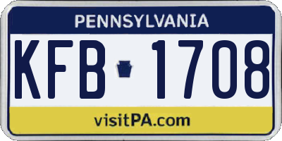 PA license plate KFB1708