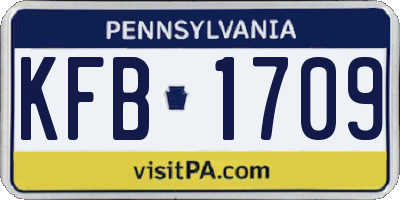 PA license plate KFB1709