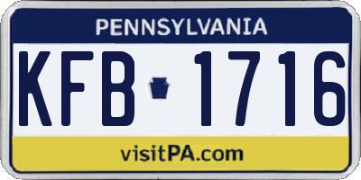 PA license plate KFB1716