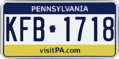 PA license plate KFB1718