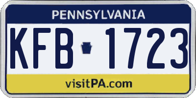 PA license plate KFB1723