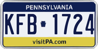 PA license plate KFB1724