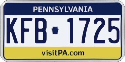 PA license plate KFB1725