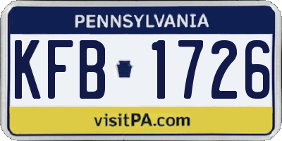PA license plate KFB1726