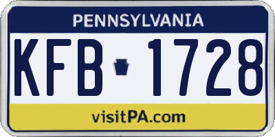 PA license plate KFB1728