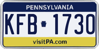 PA license plate KFB1730