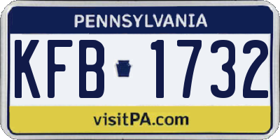PA license plate KFB1732