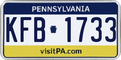 PA license plate KFB1733