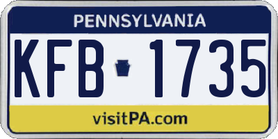 PA license plate KFB1735