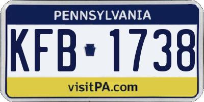 PA license plate KFB1738
