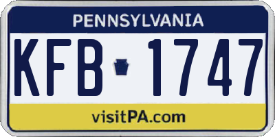 PA license plate KFB1747