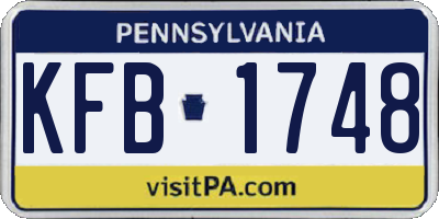 PA license plate KFB1748