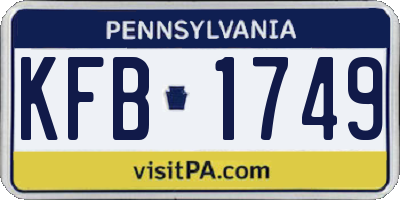 PA license plate KFB1749