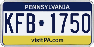 PA license plate KFB1750