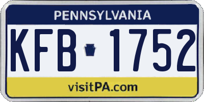 PA license plate KFB1752