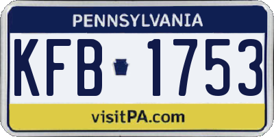 PA license plate KFB1753