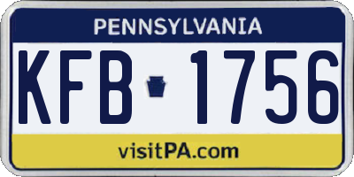 PA license plate KFB1756