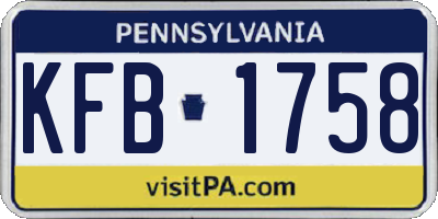 PA license plate KFB1758