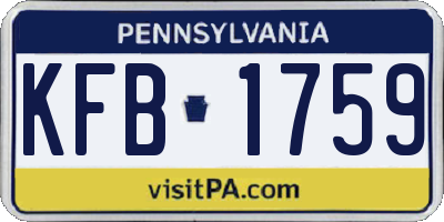 PA license plate KFB1759