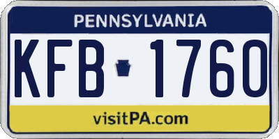 PA license plate KFB1760