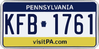 PA license plate KFB1761