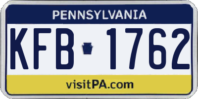 PA license plate KFB1762