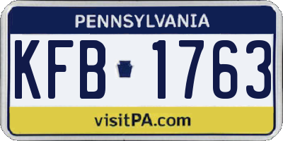 PA license plate KFB1763