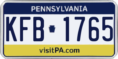 PA license plate KFB1765