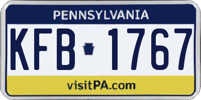 PA license plate KFB1767