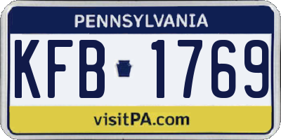 PA license plate KFB1769