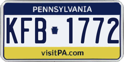 PA license plate KFB1772