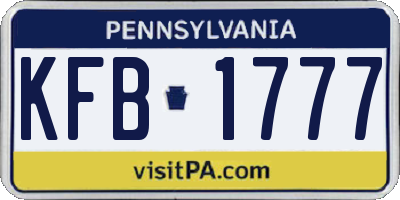 PA license plate KFB1777