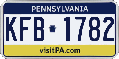 PA license plate KFB1782