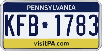 PA license plate KFB1783
