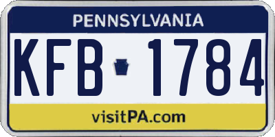 PA license plate KFB1784