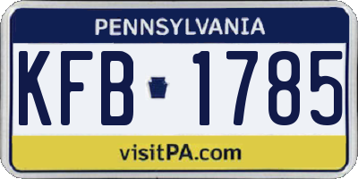 PA license plate KFB1785
