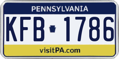 PA license plate KFB1786