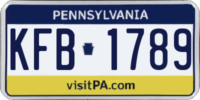 PA license plate KFB1789