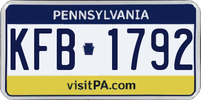 PA license plate KFB1792
