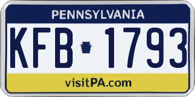 PA license plate KFB1793