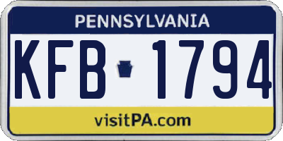 PA license plate KFB1794