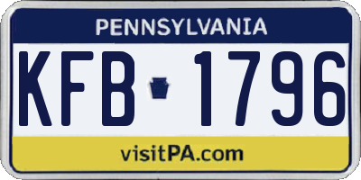 PA license plate KFB1796